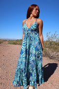 Magdala dress Turquoise Print.