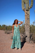Magdala dress Turquoise Print.
