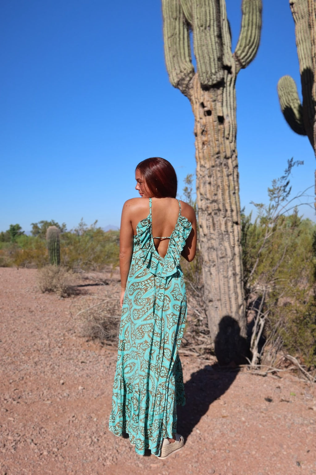 Magdala dress Turquoise Print.