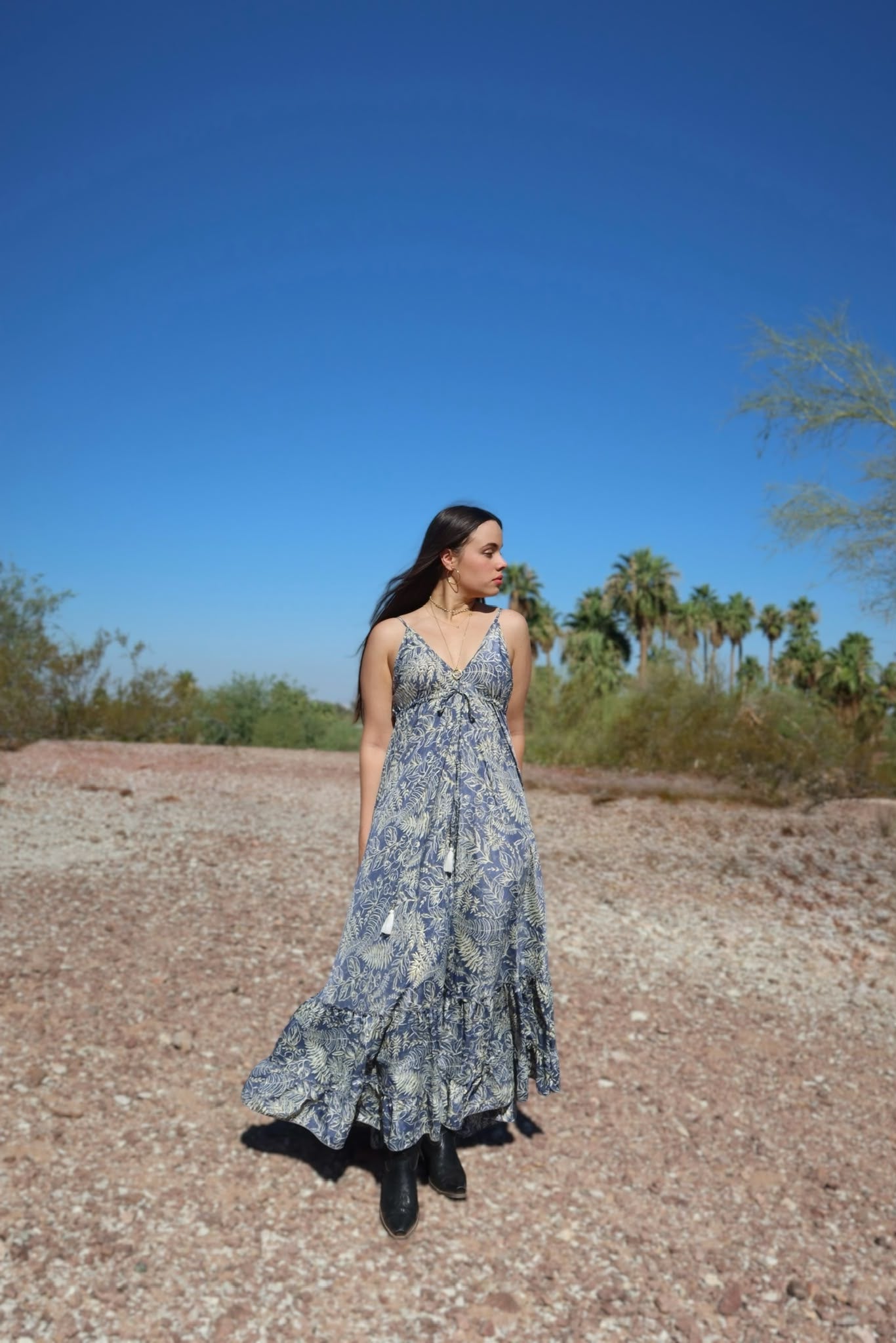 Magdala - sky blue floral print - one size