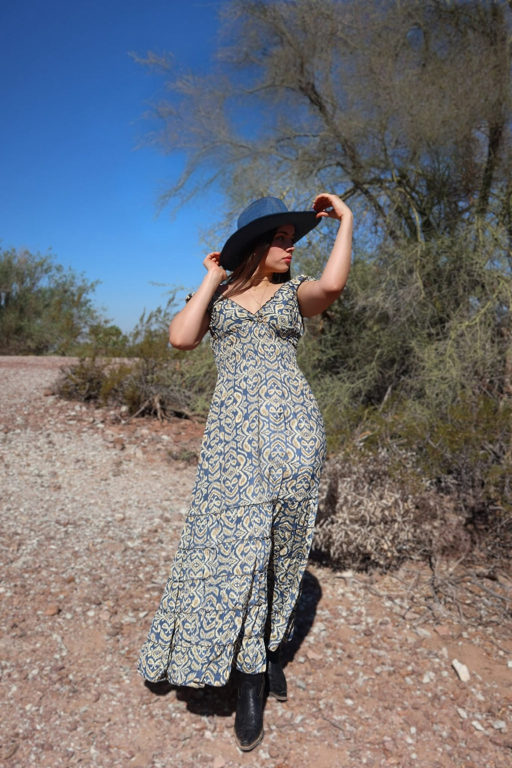 Arbel- blue & gold print - One size