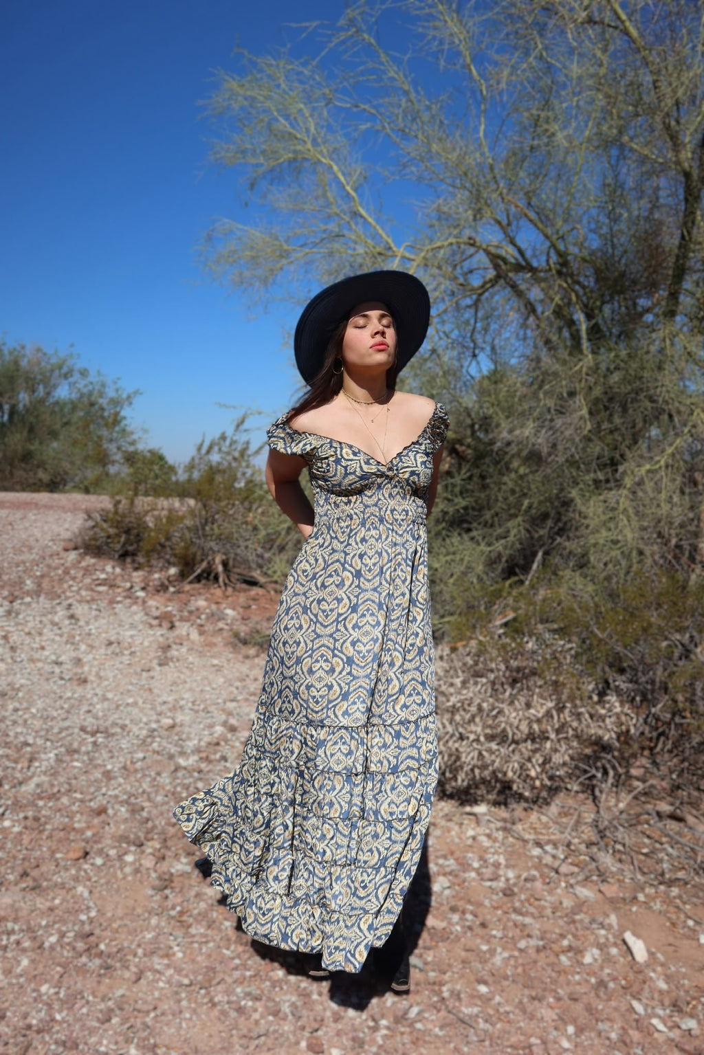 Arbel- blue & gold print - One size