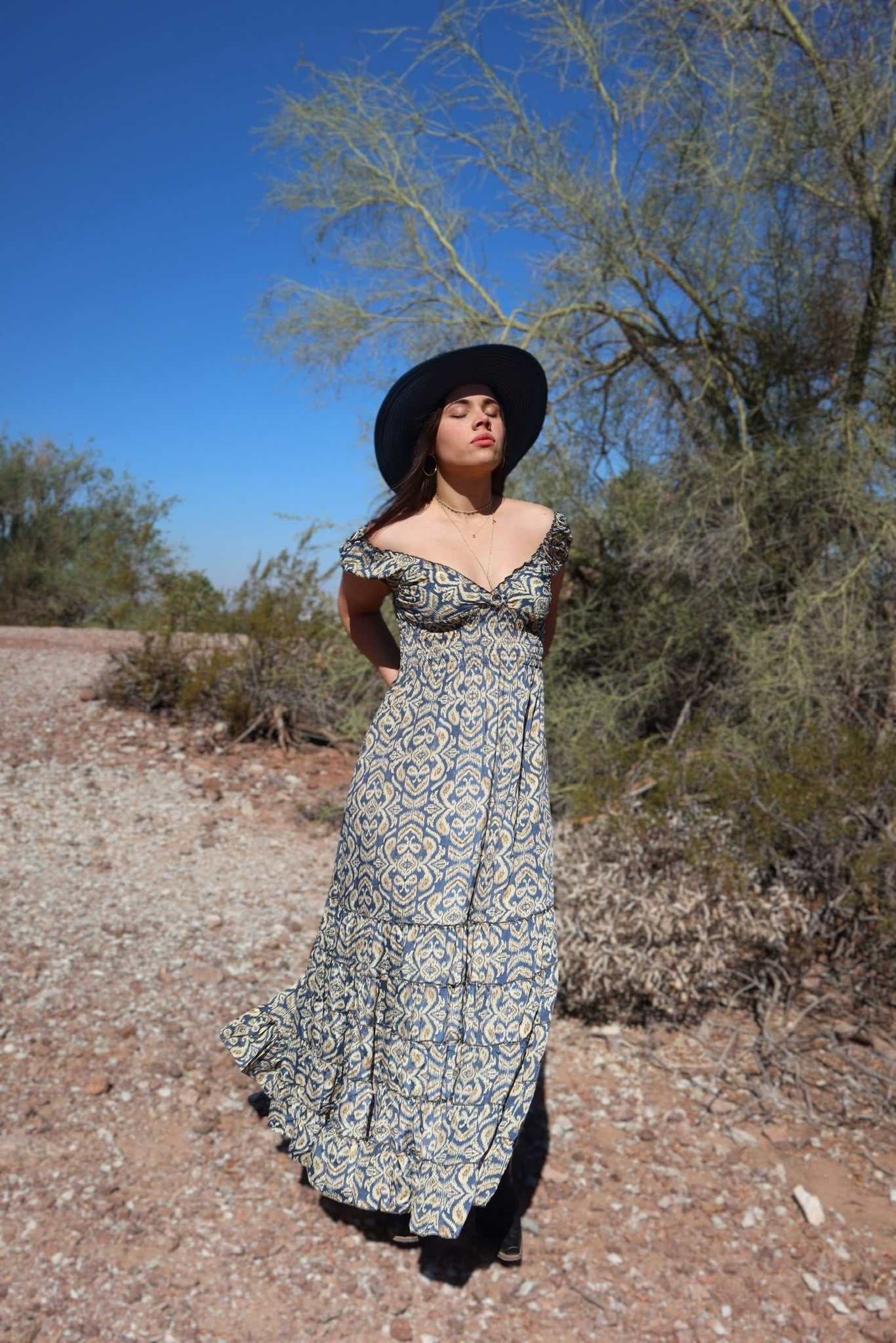 Arbel- blue & gold print - One size