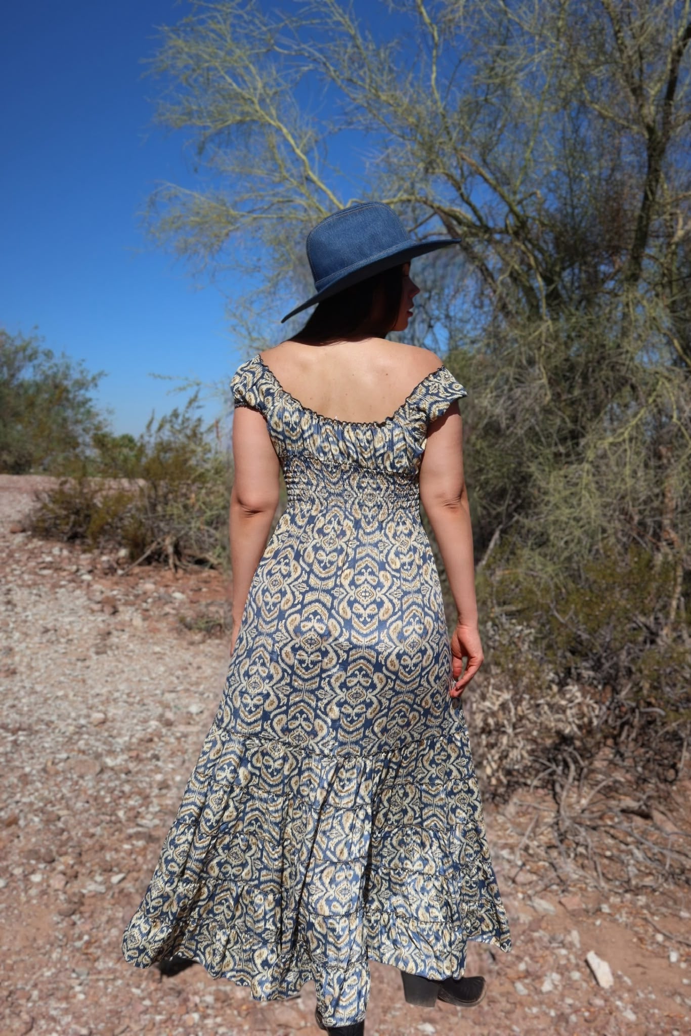 Arbel- blue & gold print - One size