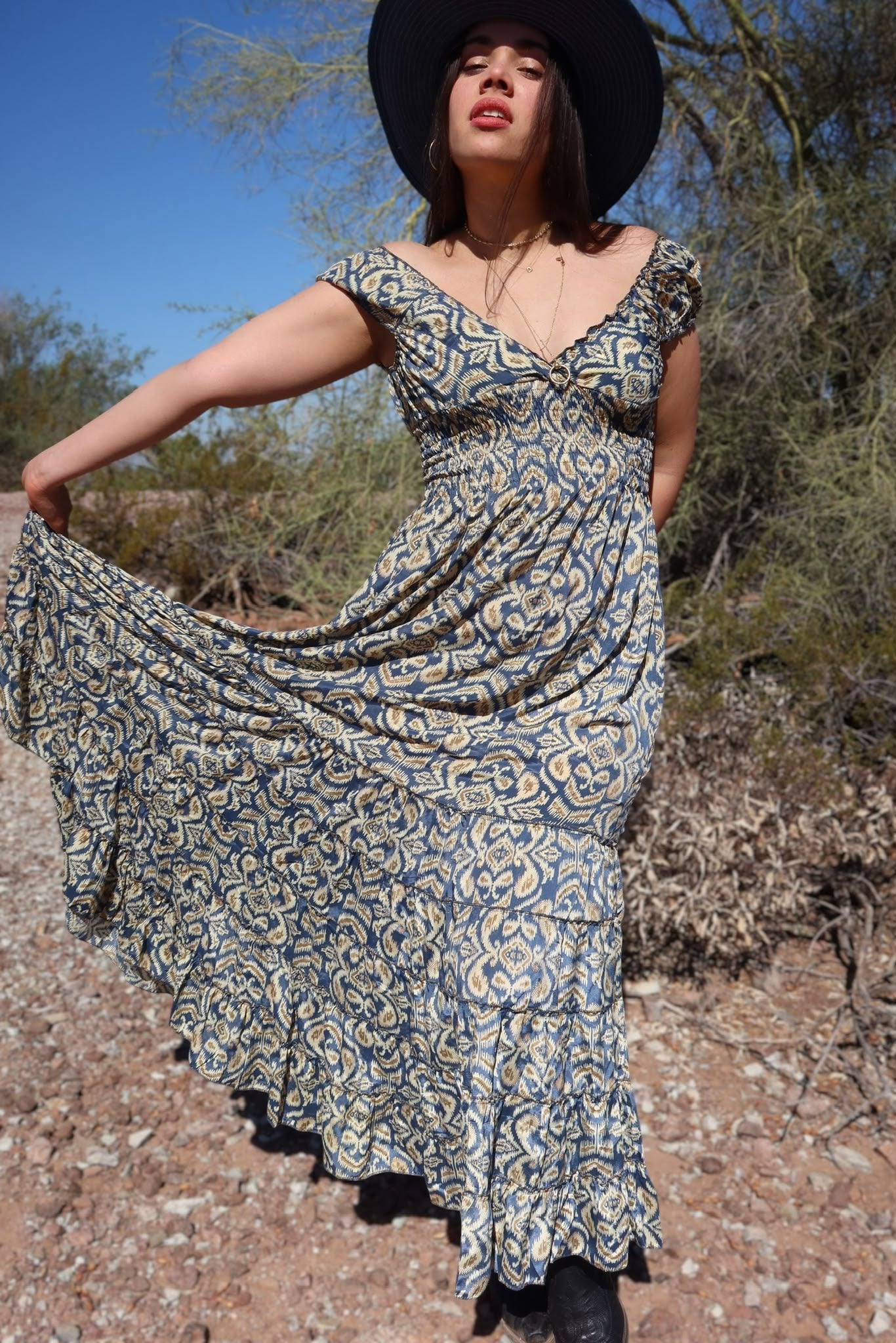 Arbel- blue & gold print - One size